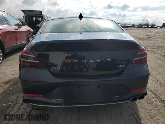 2023 Genesis G70 2.0T with VIN KMTG34TA4PU111219, listed as a Copart auction lot 52677885 with 32,224 mi miles and Clean Title. Bid and sale history available at carsss.com. Image 6.