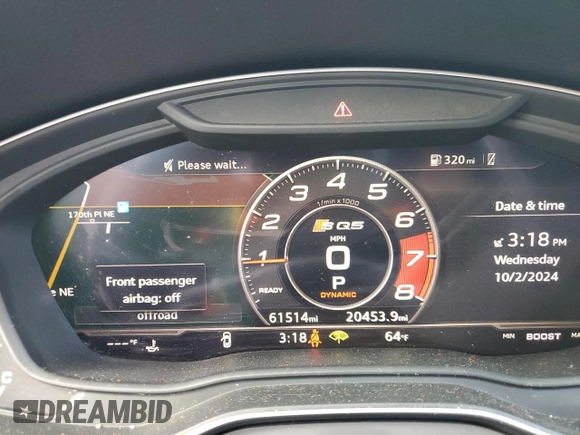 2018 Audi SQ5 Premium Plus with VIN WA1A4AFY0J2200260, listed as a Copart auction lot 74097954 with 61,514 mi miles and Salvage Title. Bid and sale history available at DreamBid. Image 9.