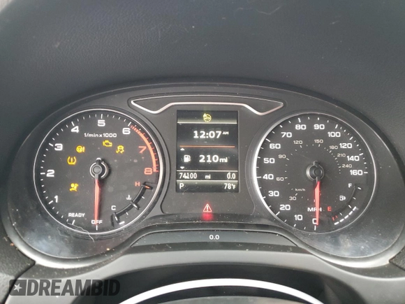 2020 Audi A3 with VIN WAUCUGFF4LA097155, listed as a Copart auction lot 56117554 with 74,100 mi miles and Salvage title. Bid and sale history available at DreamBid. Image 9.