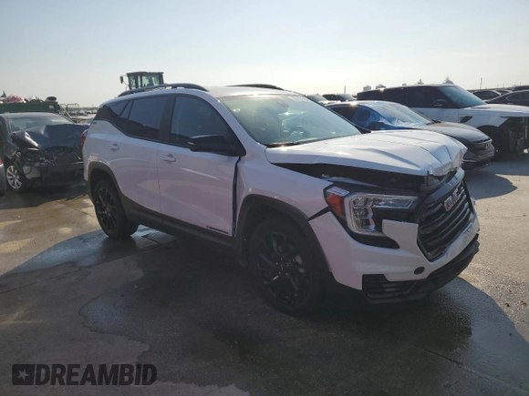 2023 GMC Terrain SLE with VIN 3GKALMEG8PL197297, listed as a Copart auction lot 53210145 with 17,664 mi miles and Salvage Title. Bid and sale history available at DreamBid. Image 4.