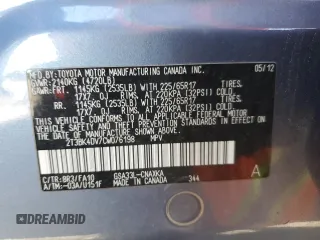 2012 Toyota RAV4 with VIN 2T3BK4DV7CW076198, listed as a Copart auction lot 81274034 with 254,222 mi miles and Salvage Title. Bid and sale history available at carsss.com. Image 13.