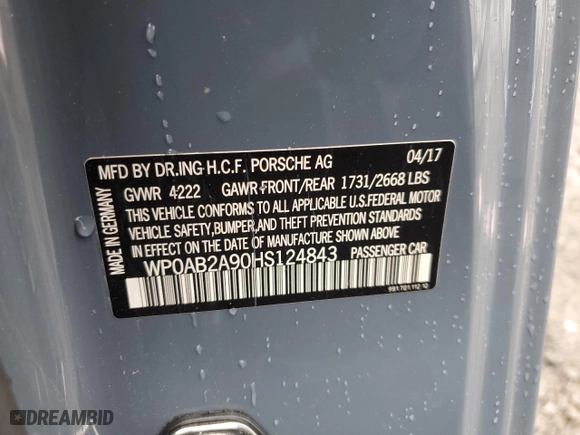 2017 Porsche 911 Carrera S with VIN WP0AB2A90HS124843, listed as a Copart auction lot 81845223 with 39,935 mi miles. Bid and sale history available at carsss.com. Image 14.