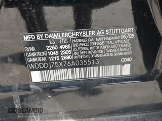 2006 Mercedes-Benz CLS 500 with VIN WDDDJ75X76A035513, listed as a IAAI auction lot 42426134 with Not provided miles and . Bid and sale history available at DreamBid. Image 9.