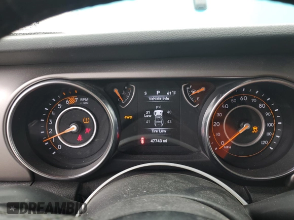2020 Jeep Wrangler Sport S with VIN 1C4GJXAN3LW202881, listed as a Copart auction lot 53706335 with 47,743 mi miles and Salvage title. Bid and sale history available at DreamBid. Image 9.