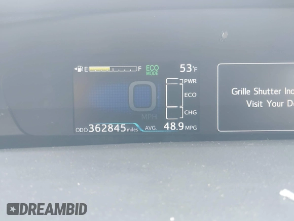 2016 Toyota Prius Four with VIN JTDKARFU1G3023607, listed as a IAAI auction lot 41939592 with 362,845 mi miles. Bid and sale history available at carsss.com. Image 15.