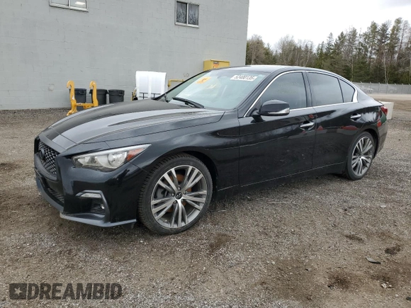 2019 Infiniti Q50 3.0t LUXE with VIN JN1EV7AR3KM593493, listed as a Copart auction lot 52400135 with 0 mi miles and Non Repairable. Bid and sale history available at carsss.com. Image 1.