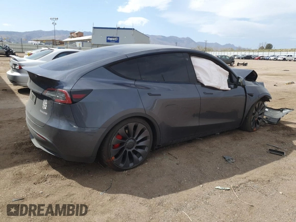 2022 Tesla Model Y Performance with VIN 7SAYGDEF7NF456866, listed as a Copart auction lot 52552685 with Not provided miles and Salvage title. Bid and sale history available at DreamBid. Image 3.