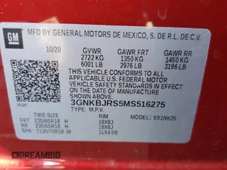 2021 Chevrolet Blazer LT с VIN 3GNKBJRS5MS516275, выставлен на аукционе Copart как лот 46638005 с пробегом Не указан миль и Списание • Salvage title. История ставок и продаж доступна на DreamBid. Изображение 13.