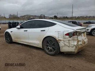 2022 Tesla Model S Plaid with VIN 5YJSA1E69NF461067, listed as a Copart auction lot 50060685 with 46,785 mi miles and Salvage Title. Bid and sale history available at DreamBid. Image 2.