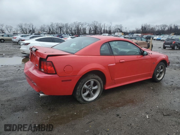 2002 Ford Mustang GT Deluxe with VIN 1FAFP42X22F177467, listed as a Copart auction lot 43930355 with 0 mi miles and Salvage Title. Bid and sale history available at carsss.com. Image 3.