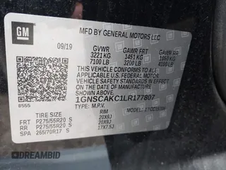 2020 Chevrolet Tahoe LS z VIN 1GNSCAKC1LR177807, wystawiony jako IAAI lot #41482578 z przebiegiem 75 010 mil mil oraz . Historia ofert i sprzedaży dostępna na DreamBid. Obrazek 9.