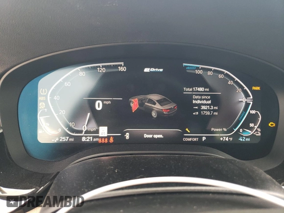 2020 BMW 5 Series 530e with VIN WBAJA9C07LCD65408, listed as a Copart auction lot 55806404 with 17,480 mi miles and Salvage Title. Bid and sale history available at DreamBid. Image 9.