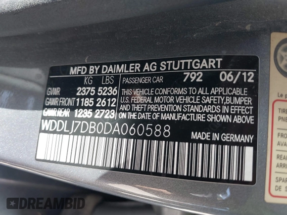 2013 Mercedes-Benz CLS 550 z VIN WDDLJ7DB0DA060588, wystawiony jako IAAI lot #41994793 z przebiegiem 171 504 mil mil oraz . Historia ofert i sprzedaży dostępna na DreamBid. Obrazek 9.