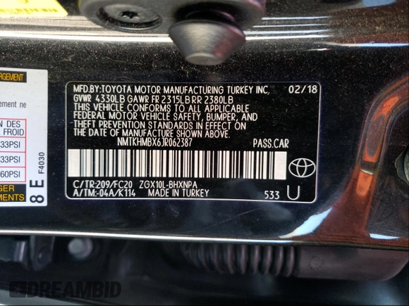 2018 Toyota C-HR XLE z VIN NMTKHMBX6JR062387, wystawiony jako Copart lot #56206091 z przebiegiem 47 001 mil mil oraz Szkoda całkowita • Salvage title. Historia ofert i sprzedaży dostępna na DreamBid. Obrazek 10.