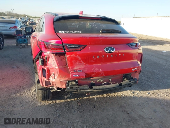 2023 Infiniti QX55 Essential with VIN 3PCAJ5KR1PF109377, listed as a IAAI auction lot 41172660 with 32,695 mi miles and . Bid and sale history available at DreamBid. Image 6.