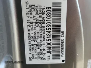 2005 Acura RSX z VIN JH4DC54845S010806, wystawiony jako Copart lot #54835685 z przebiegiem Nie podano mil oraz Szkoda całkowita • Salvage title. Historia ofert i sprzedaży dostępna na DreamBid. Obrazek 13.
