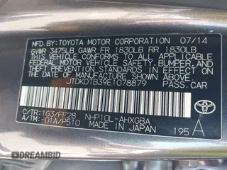 2014 Toyota Prius One z VIN JTDKDTB39E1078879, wystawiony jako IAAI lot #42201010 z przebiegiem 147 544 mil mil oraz . Historia ofert i sprzedaży dostępna na DreamBid. Obrazek 9.