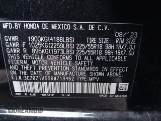 2024 Honda HR-V Sport with VIN 3CZRZ1H55RM719462, listed as a IAAI auction lot 41518154 with 12,832 mi miles. Bid and sale history available at carsss.com. Image 9.