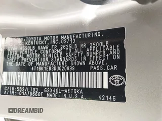 2013 Toyota Avalon XLE with VIN 4T1BK1EB3DU020899, listed as a IAAI auction lot 41918300 with 110,758 mi miles and . Bid and sale history available at DreamBid. Image 9.