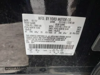 2017 Ford Edge SE with VIN 2FMPK4G95HBB33735, listed as a IAAI auction lot 41882934 with 1 mi miles. Bid and sale history available at carsss.com. Image 9.