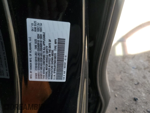 2019 Honda Odyssey EX-L with VIN 5FNRL6H75KB106578, listed as a Copart auction lot 86846304 with 38,769 mi miles and Salvage Title. Bid and sale history available at carsss.com. Image 15.