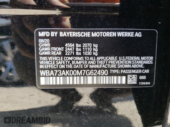 2021 BMW 2 Series 228i xDrive with VIN WBA73AK00M7G62490, listed as a Copart auction lot 50258593 with 15,613 mi miles. Bid and sale history available at carsss.com. Image 13.