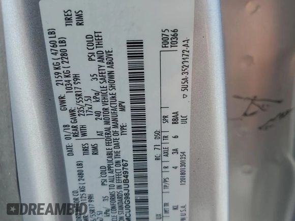2018 Ford Escape SE with VIN 1FMCU0G98JUB49767, listed as a Copart auction lot 48140885 with 90,906 mi miles and Salvage Title. Bid and sale history available at carsss.com. Image 13.