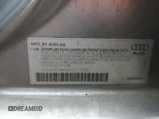 2009 Audi A4 z VIN WAUGF78K59A171133, wystawiony jako Copart lot #74326974 z przebiegiem 179 409 mil mil oraz Szkoda całkowita • Salvage title. Historia ofert i sprzedaży dostępna na DreamBid. Obrazek 12.
