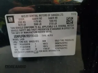 2014 Chevrolet Equinox LT z VIN 2GNFLFEK7E6196409, wystawiony jako Copart lot #56303025 z przebiegiem 102 856 mil mil oraz Czysty tytuł • Clean title. Historia ofert i sprzedaży dostępna na DreamBid. Obrazek 13.