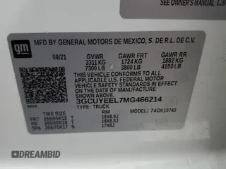 2021 Chevrolet Silverado 1500 RST with VIN 3GCUYEEL7MG466214, listed as a Copart auction lot 72216814 with 68,831 mi miles and Salvage Title. Bid and sale history available at carsss.com. Image 15.