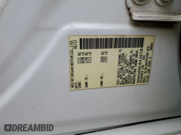 2013 Nissan Maxima SV z VIN 1N4AA5APXDC843658, wystawiony jako Copart lot #44188935 z przebiegiem 162 551 mil mil oraz Szkoda całkowita • Salvage title. Historia ofert i sprzedaży dostępna na DreamBid. Obrazek 14.