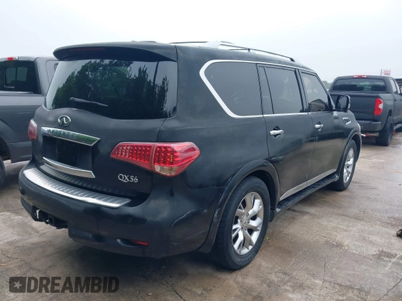 2011 Infiniti QX56 8-passenger with VIN JN8AZ2ND5B9700066, listed as a IAAI auction lot 42164816 with 185,093 mi miles. Bid and sale history available at carsss.com. Image 4.