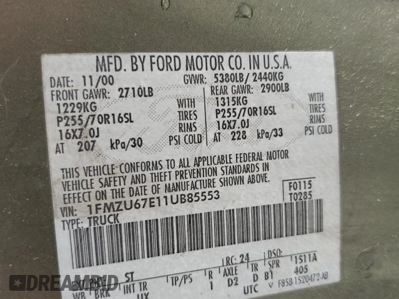 2001 Ford Explorer Sport Trac z VIN 1FMZU67E11UB85553, wystawiony jako Copart lot #43657605 z przebiegiem 285 404 mil mil oraz Szkoda całkowita • Salvage title. Historia ofert i sprzedaży dostępna na DreamBid. Obrazek 12.