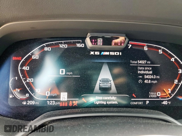2022 BMW X6 M50i z VIN 5UXCY8C09N9J10045, wystawiony jako Copart lot #57225715 z przebiegiem 54 024 mil mil oraz Szkoda całkowita • Salvage title. Historia ofert i sprzedaży dostępna na DreamBid. Obrazek 9.