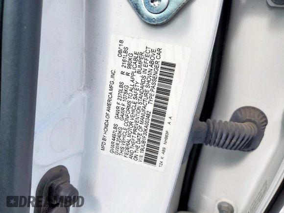 2019 Acura TLX with VIN 19UUB1F30KA003482, listed as a Copart auction lot 57511055 with 64,786 mi miles and Salvage title. Bid and sale history available at DreamBid. Image 13.