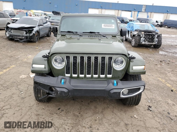 2023 Jeep Wrangler Sahara with VIN 1C4JJXP61PW528948, listed as a Copart auction lot 46866885 with 38,191 mi miles and Clean Title. Bid and sale history available at DreamBid. Image 5.