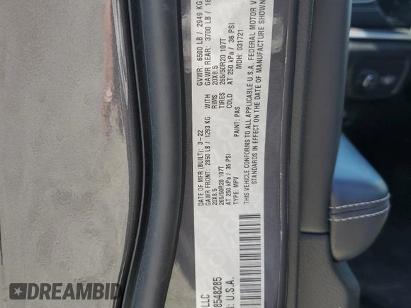 2022 Jeep Grand Cherokee Limited with VIN 1C4RJJBG0N8548285, listed as a Copart auction lot 55954665 with 72,674 mi miles and Salvage title. Bid and sale history available at DreamBid. Image 14.