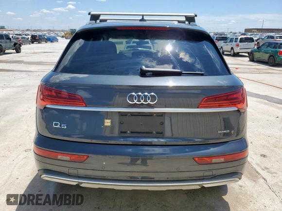 2021 Audi Q5 Premium with VIN WA1AAAFY2M2004785, listed as a Copart auction lot 56500595 with 79,376 mi miles and Salvage title. Bid and sale history available at DreamBid. Image 6.