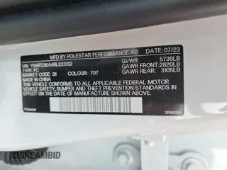 2024 Polestar 2 z VIN YSMFD3KA4RL223132, wystawiony jako Copart lot #55746955 z przebiegiem 6101 mil mil oraz Szkody całkowita. Historia ofert i sprzedaży dostępna na DreamBid. Obrazek 13.