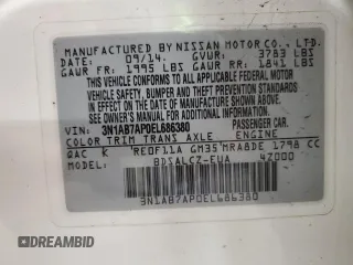 2014 Nissan Sentra SV with VIN 3N1AB7AP0EL686380, listed as a Copart auction lot 56187595 with 115,738 mi miles and Clean Title. Bid and sale history available at DreamBid. Image 12.