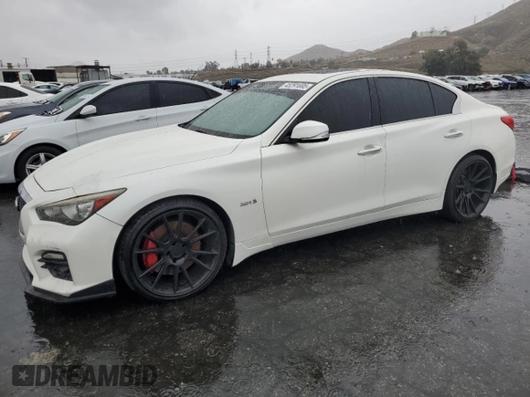 2017 Infiniti Q50 Red Sport 400 with VIN JN1FV7AP1HM851330, listed as a Copart auction lot 45291695 with 113,865 mi miles and Clean title. Bid and sale history available at DreamBid. Image 1.