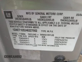 2004 Chevrolet TrailBlazer EXT LT with VIN 1GNET16S346227902, listed as a IAAI auction lot 41664189 with 131,750 mi miles. Bid and sale history available at carsss.com. Image 9.