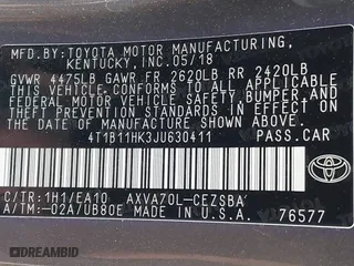 2018 Toyota Camry LE with VIN 4T1B11HK3JU630411, listed as a IAAI auction lot 41423338 with 134,959 mi miles. Bid and sale history available at carsss.com. Image 9.