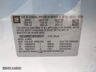 2014 Chevrolet Silverado 1500 LT with VIN 3GCUKREC3EG396527, listed as a IAAI auction lot 41477988 with NaN miles. Bid and sale history available at carsss.com. Image 9.
