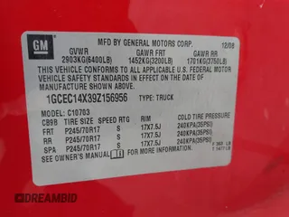 2009 Chevrolet Silverado 1500 Work Truck with VIN 1GCEC14X39Z156956, listed as a IAAI auction lot 42094214 with 220,588 mi miles and . Bid and sale history available at DreamBid. Image 9.