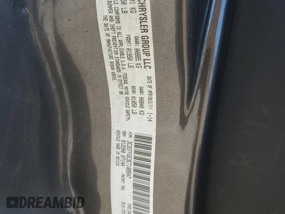 2014 FIAT 500e with VIN 3C3CFFGE3ET189547, listed as a Copart auction lot 55529875 with 105,547 mi miles and Clean Title. Bid and sale history available at carsss.com. Image 12.