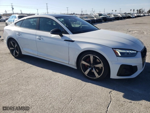 2022 Audi A5 Sportback S line Premium Plus with VIN WAUFACF59NA036277, listed as a Copart auction lot 46436005 with 25,624 mi miles and Salvage Title. Bid and sale history available at carsss.com. Image 4.
