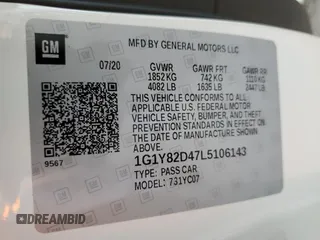 2020 Chevrolet Corvette 3LT z VIN 1G1Y82D47L5106143, wystawiony jako Copart lot #54145415 z przebiegiem Nie podano mil oraz Szkoda całkowita • Salvage title. Historia ofert i sprzedaży dostępna na DreamBid. Obrazek 13.