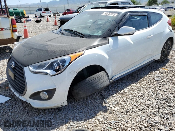 2016 Hyundai Veloster Turbo with VIN KMHTC6AE6GU302425, listed as a Copart auction lot 57547873 with 83,854 mi miles. Bid and sale history available at carsss.com. Image 1.