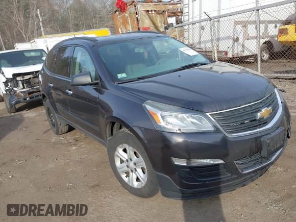 2015 Chevrolet Traverse LS z VIN 1GNKVFEDXFJ134436, wystawiony jako IAAI lot #41773596 z przebiegiem 156 326 mil mil oraz . Historia ofert i sprzedaży dostępna na DreamBid. Obrazek 1.
